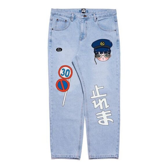 Kiru Made Anime Custom Jean kanji Police Girl Aya Takano Painted High Waist Pant - Picture 1 of 13